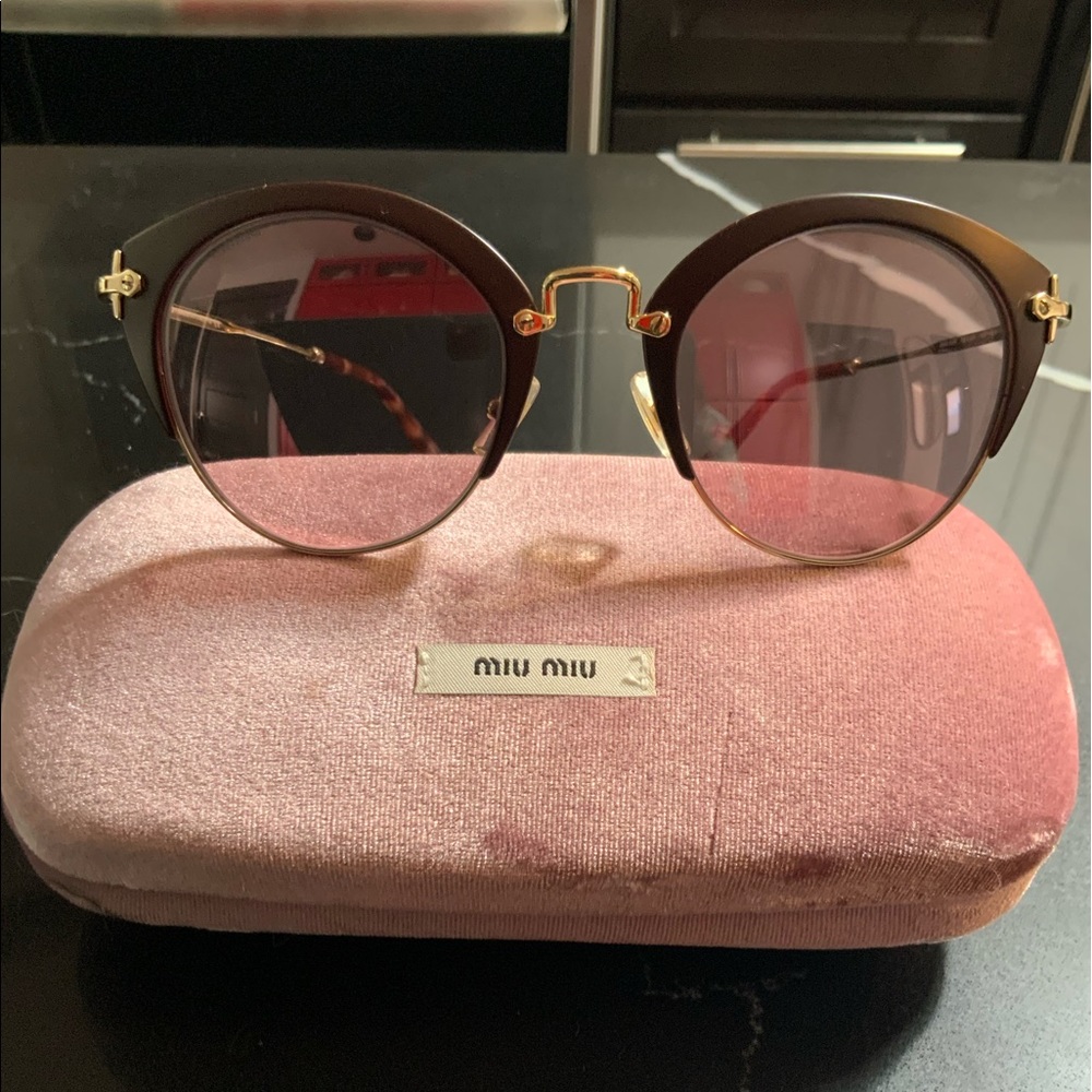 SOLD MIU MIU Pink Round Glitter Sunglasses